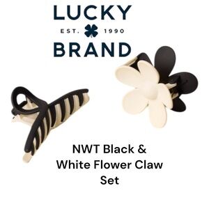 NWT LUCKY BRAND Black And White Flower Claw Set